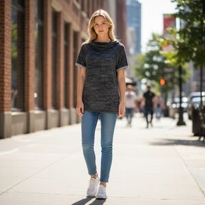 Ideology Grey Cowl Neck Net Sweater Size M